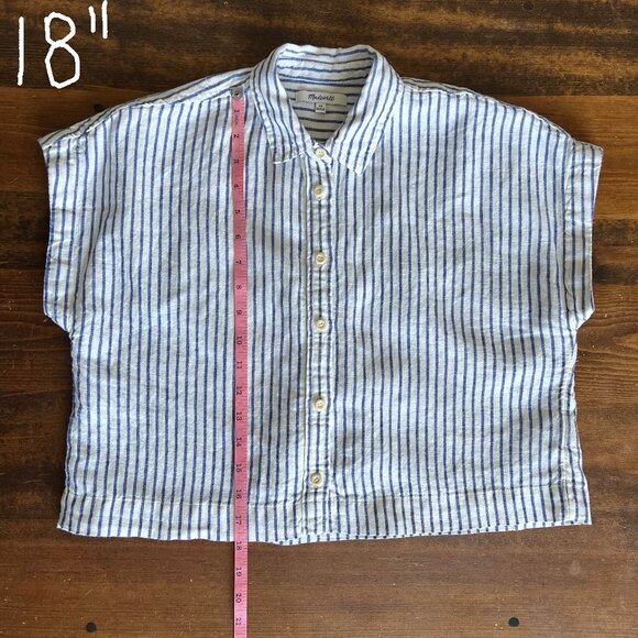 Madewell Striped Dolman Cropped Collared Button Up Shirt - Picture 10 of 13